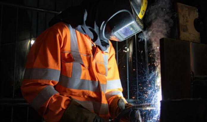 HS2's apprentice welders training on site. Photo credit: HS2 Ltd